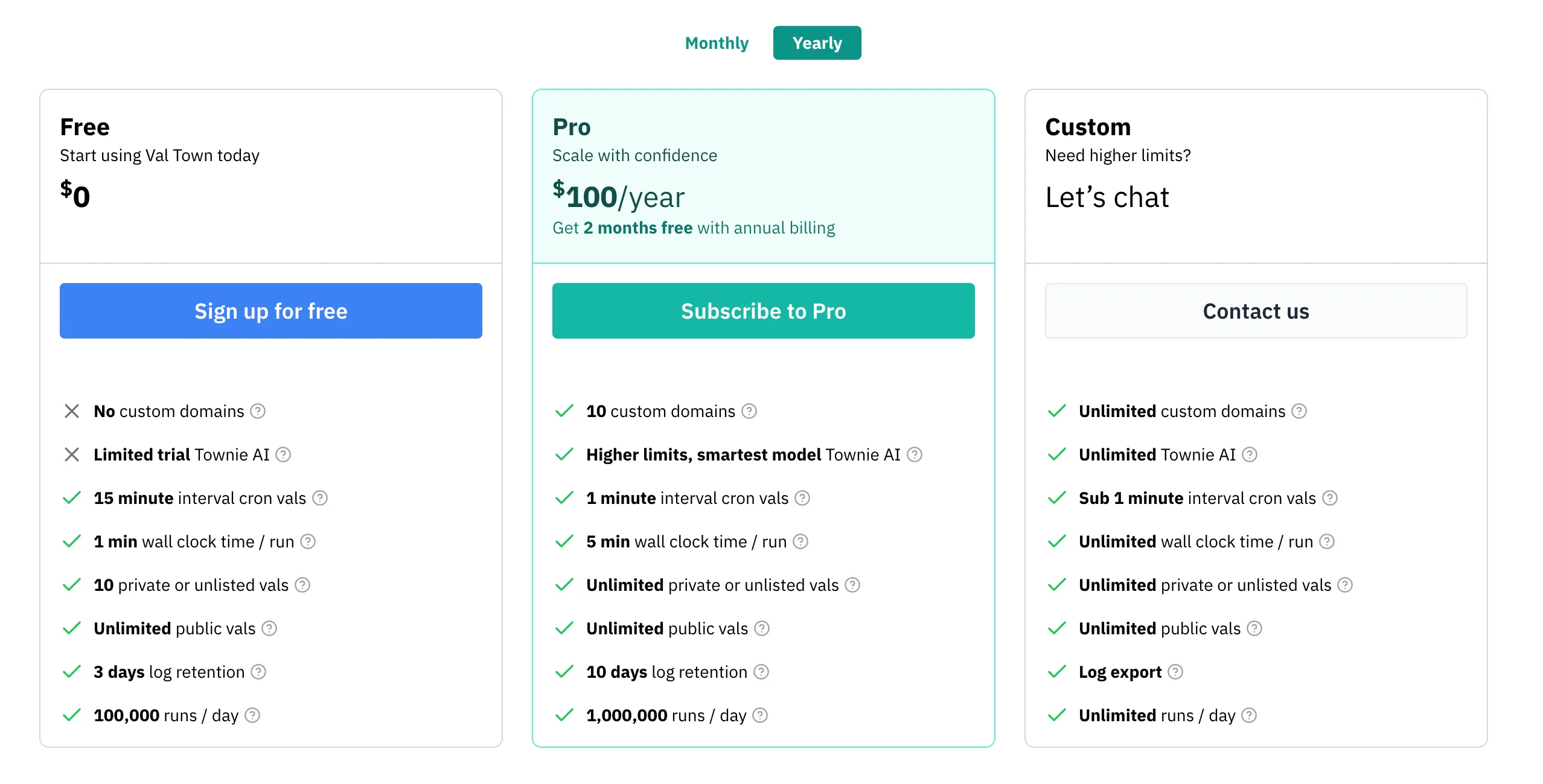 Val Town Pricing